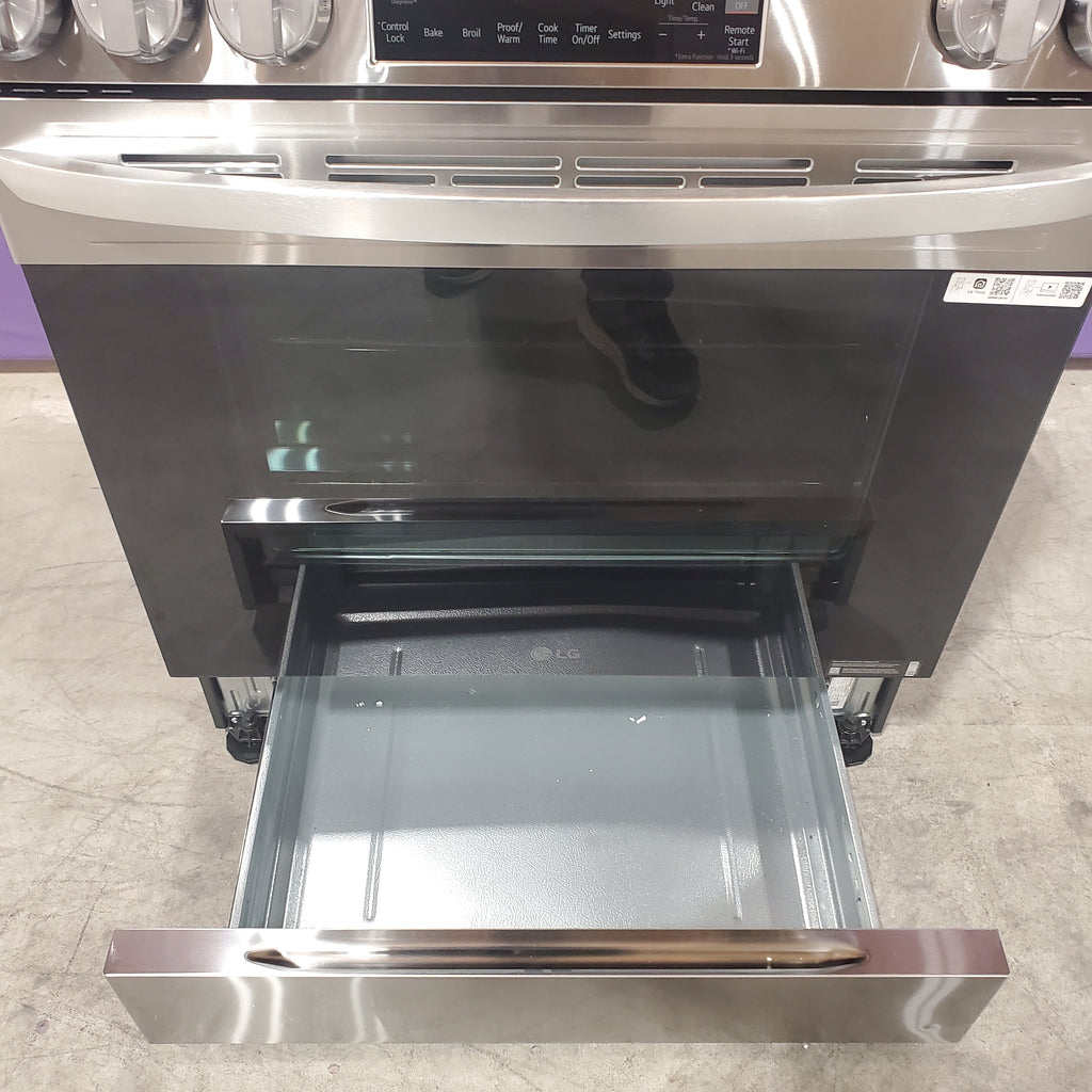 Pictures of LG 5.8 cu. ft. Gas Single OvenSlide-in Range, EasyClean® plus Self Clean, ThinQ™ in Printproof™ StainlessSteel 3SD696 - LSGL5831F - Open Box - Neu Appliance Outlet - Discount Appliance Outlet in Austin, Tx