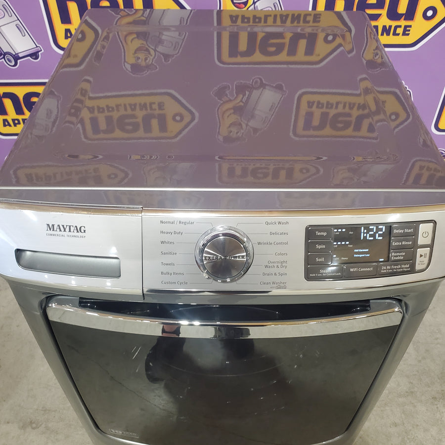 Maytag 5.0 cu. ft. Smart Front Load Washer with Extra Power and 24-Hr Fresh Hold® Option MHW8630HC - Scratch & Dent (Minor) and Maytag 7.3-cu ft Stackable Vented Electric Dryer Energy Star Certified MED5630HC - Scratch & Dent (Minor)