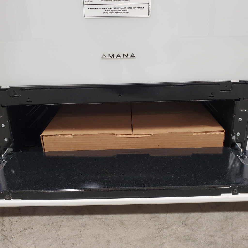 Pictures of Amana Gas 30" Range with Easy Clean Glass Door and Temp Assure Cooking System in White AGR4203MNW - Scratch and Dent (Minor) - Neu Appliance Outlet - Discount Appliance Outlet in Austin, Tx
