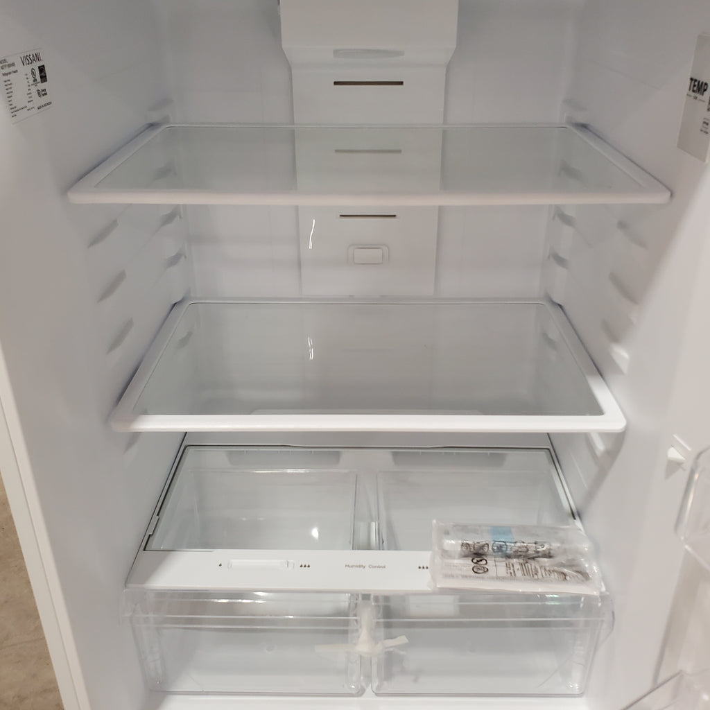 Pictures of Vissani 18.1 cu. ft. Top Freezer Refrigerator with Adjustable Glass Shelving in White, Garage Ready 25139SD776 - MDTF18WHR5 - Scratch & Dent (Moderate) - Neu Appliance Outlet - Discount Appliance Outlet in Austin, Tx