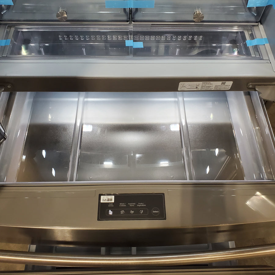 KitchenAid PrintShield Stainless 26.2 Cu. Ft. Multi-Door French Door Refrigerator with Platinum Interior and FreshChill™ Full-Width Refrigerated Drawer 22133189 - KRMF536RPS - Scratch & Dent (Moderate)