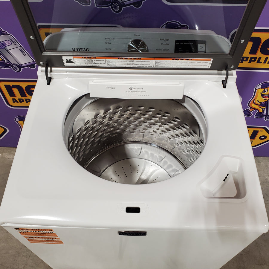 Maytag Top Load 4.8 cu ft Washer with Deep Fill and Slow-Close Glass Lid MVW6200KW - Scratch & Dent (Minor) and Maytag 7.0 cu ft Electric Dryer with Moisture Sensing and Quick Dry Cycle 16158 - MED6200KW - Scratch & Dent (Minor)