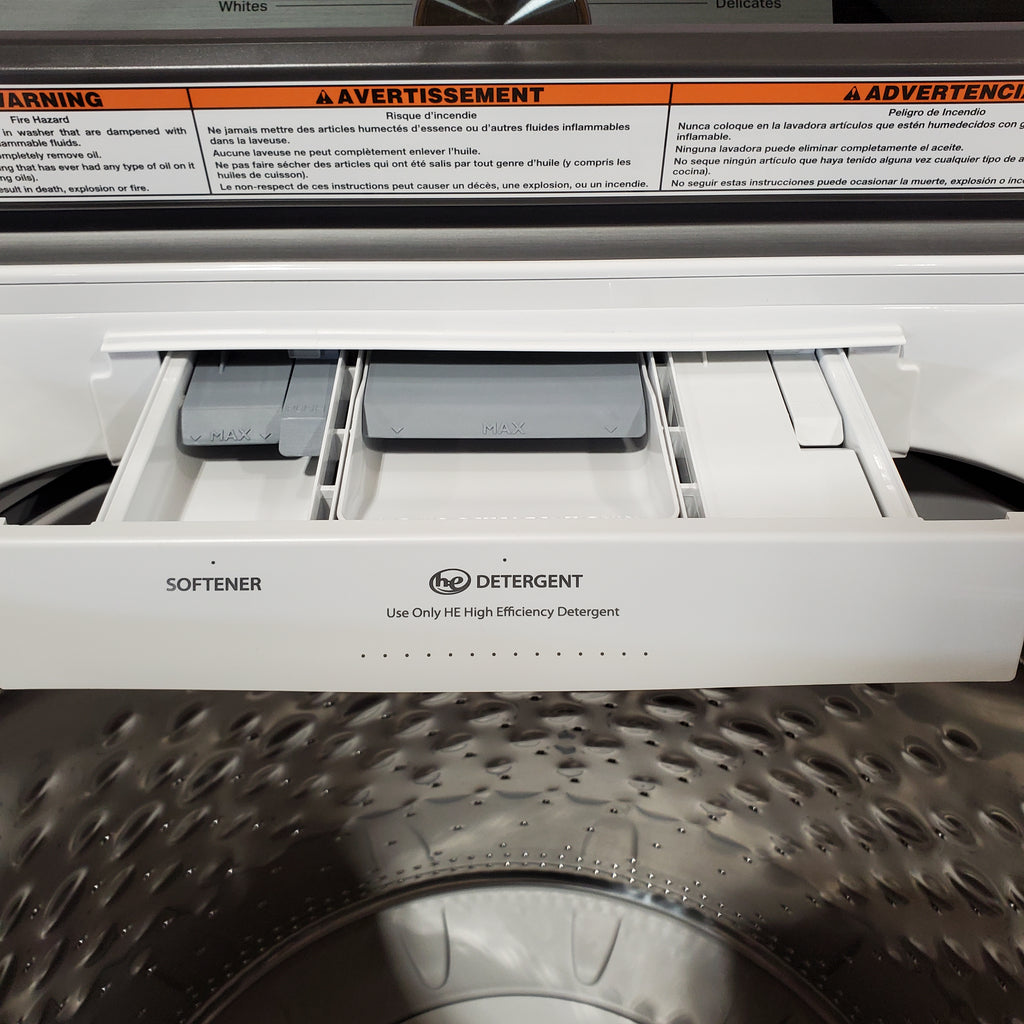 Pictures of Maytag Top Load 4.8 cu ft Washer with Deep Fill and Slow-Close Glass Lid MVW6200KW - Scratch & Dent (Minor) and Maytag 7.0 cu. ft Top Load Gas Dryer with Moisture Sensing 16226 - MGD6200KW - Scratch and Dent (Minor) - Neu Appliance Outlet - Discount Appliance Outlet in Austin, Tx