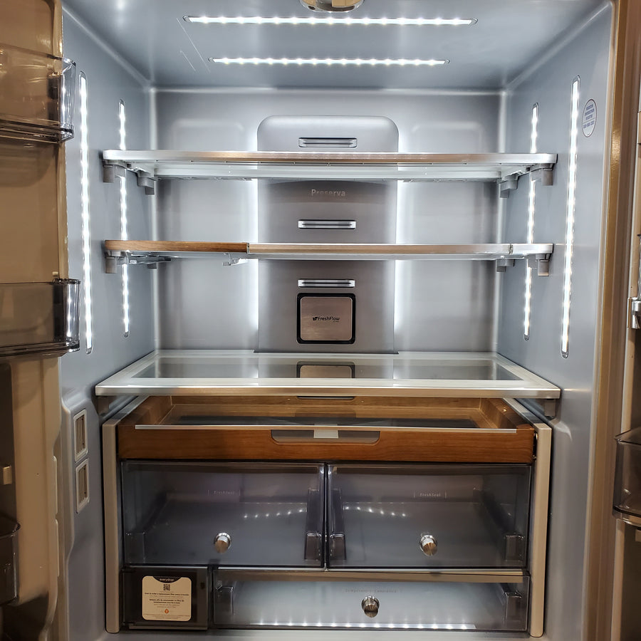 KitchenAid 23.8 cu. ft. Counter-Depth French Door Platinum Interior Refrigerator with PrintShield™ Finish 31133SD123 - KRFC704FPS - Scratch and Dent (Moderate)