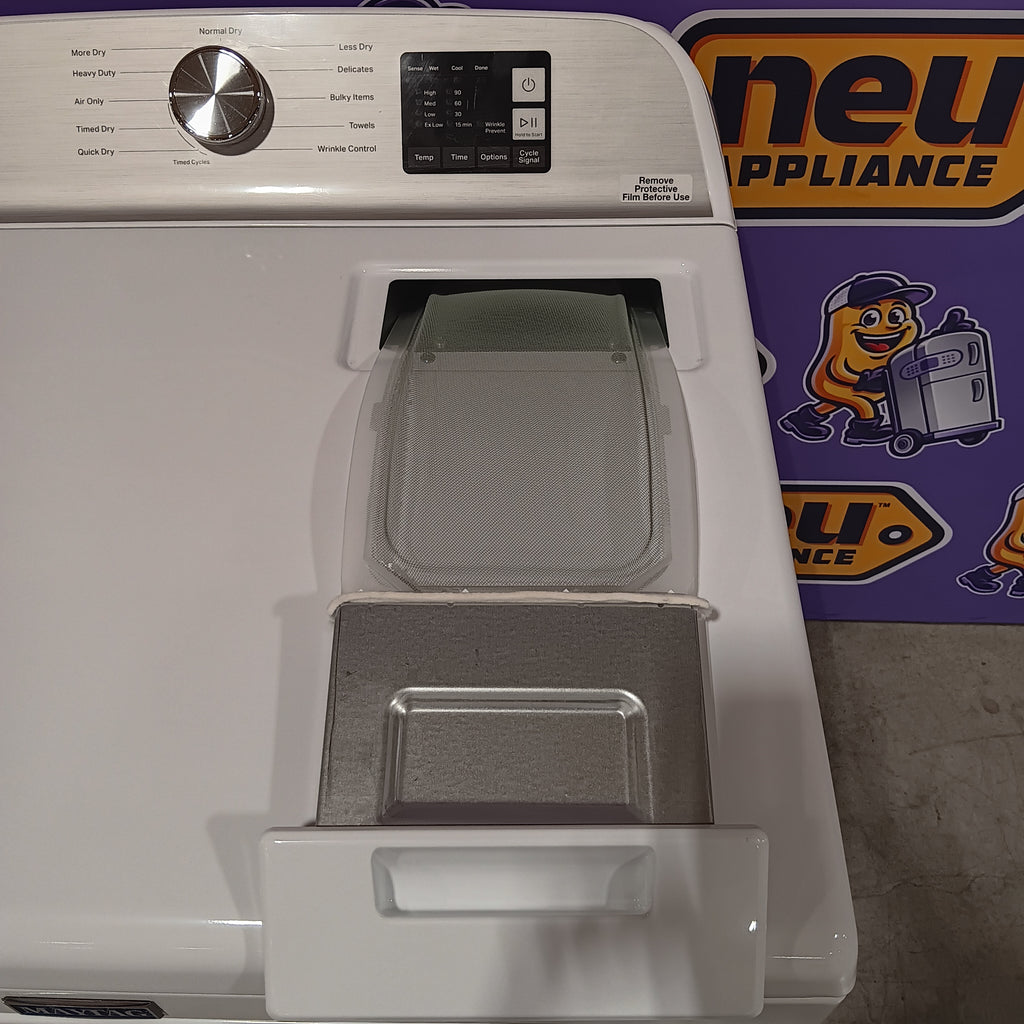 Pictures of Maytag Top Load 4.8 cu ft Washer with Deep Fill and Slow-Close Glass Lid MVW6200KW - Open Box and Maytag 7.0 cu ft Electric Dryer with Moisture Sensing and Quick Dry Cycle 16169 - MED6200KW - Scratch & Dent (Minor) - Neu Appliance Outlet - Discount Appliance Outlet in Austin, Tx