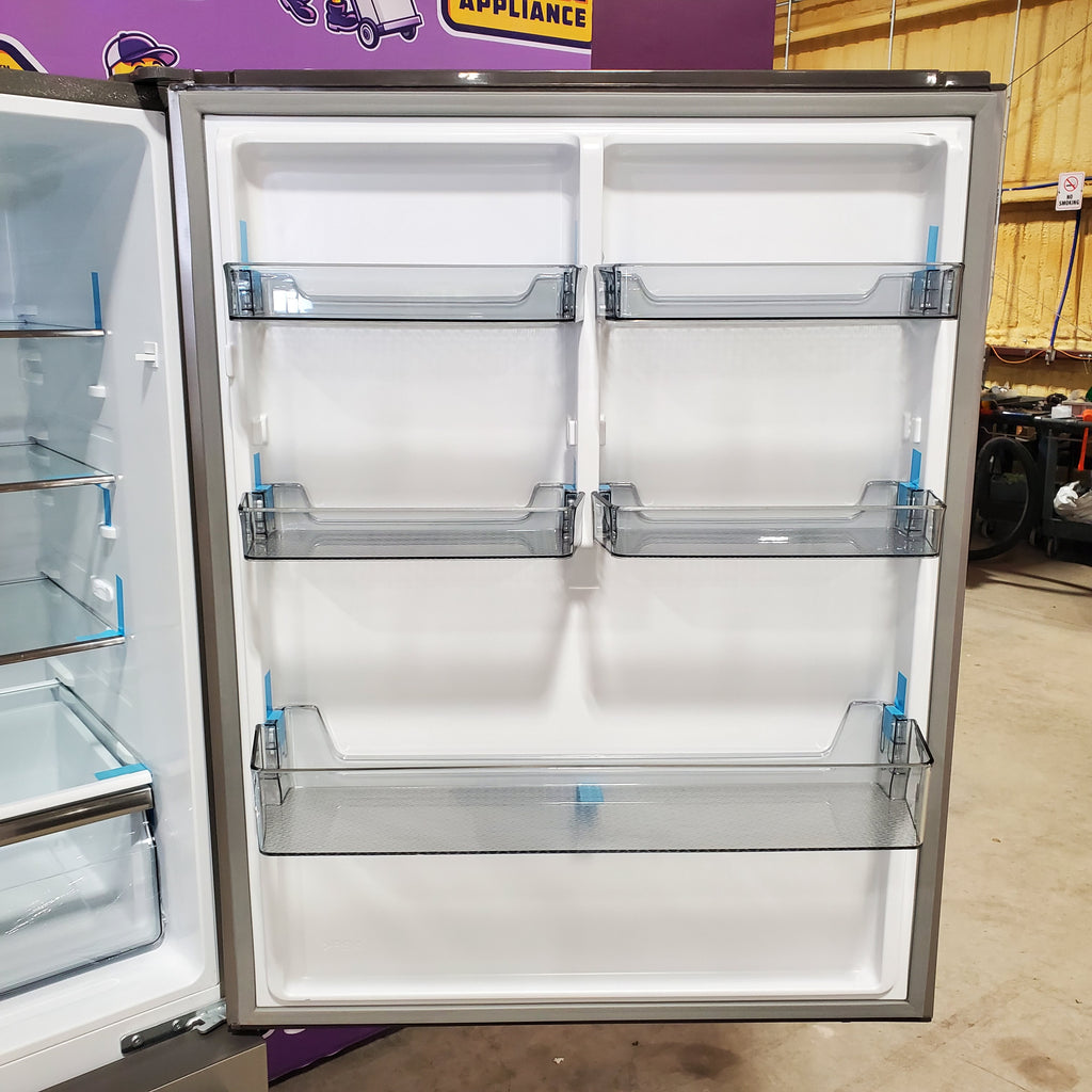 Pictures of Hisense Counter Depth Bottom Freezer 17.2 Cu. Ft. Refrigerator with LED Lighting and Super Cool and Super Freeze in Fingerprint Stainless Steel HRB171N6ASE - 3SD665 - Scratch and Dent (Minor) - Neu Appliance Outlet - Discount Appliance Outlet in Austin, Tx