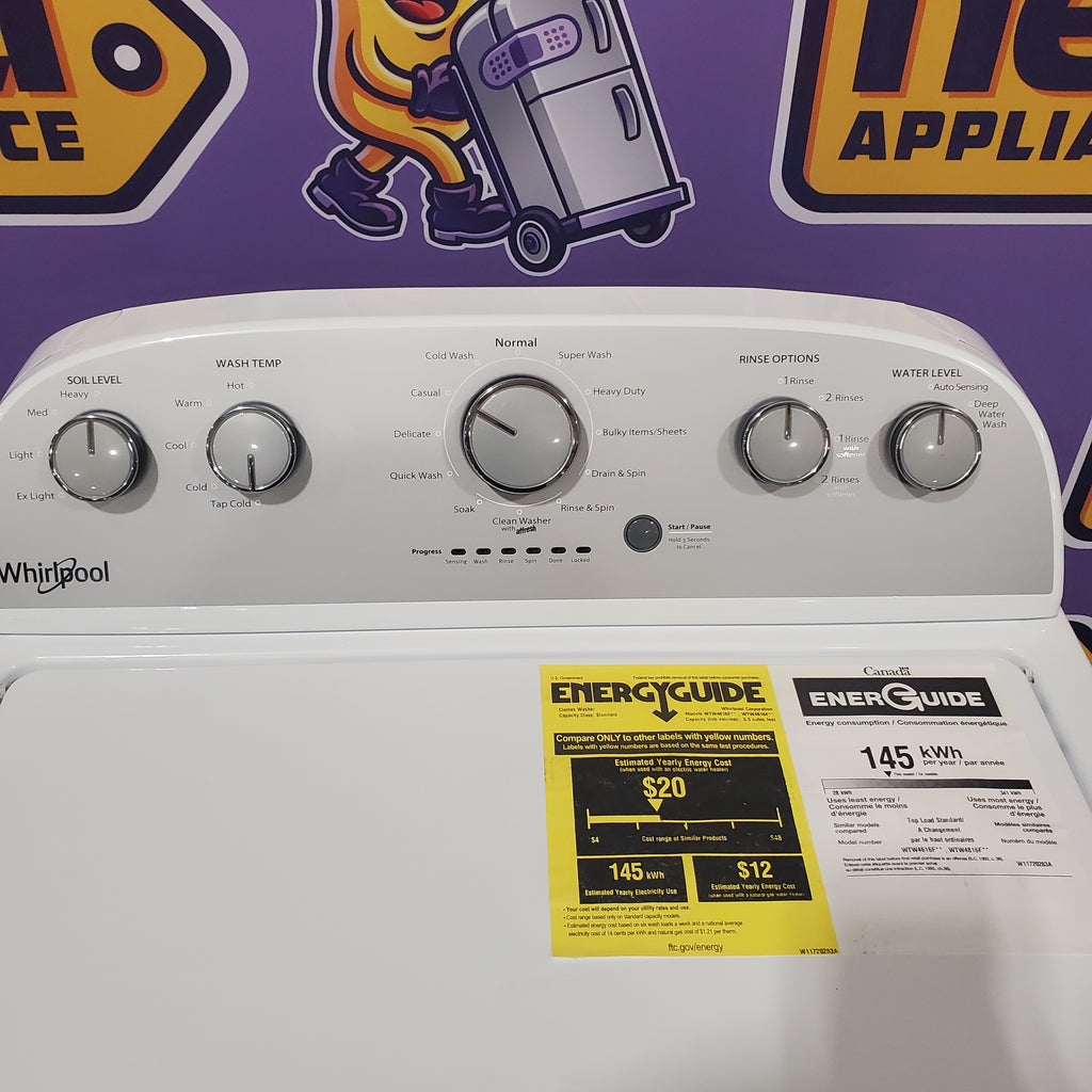 Pictures of Whirlpool Top Load 3.5 Cu. Ft. Washer with Deep Water Wash Option WTW4816FW and Whirlpool Vented 7.0 Cu. Ft. Electric Dryer WED4815EW - Open Box - Neu Appliance Outlet - Discount Appliance Outlet in Austin, Tx