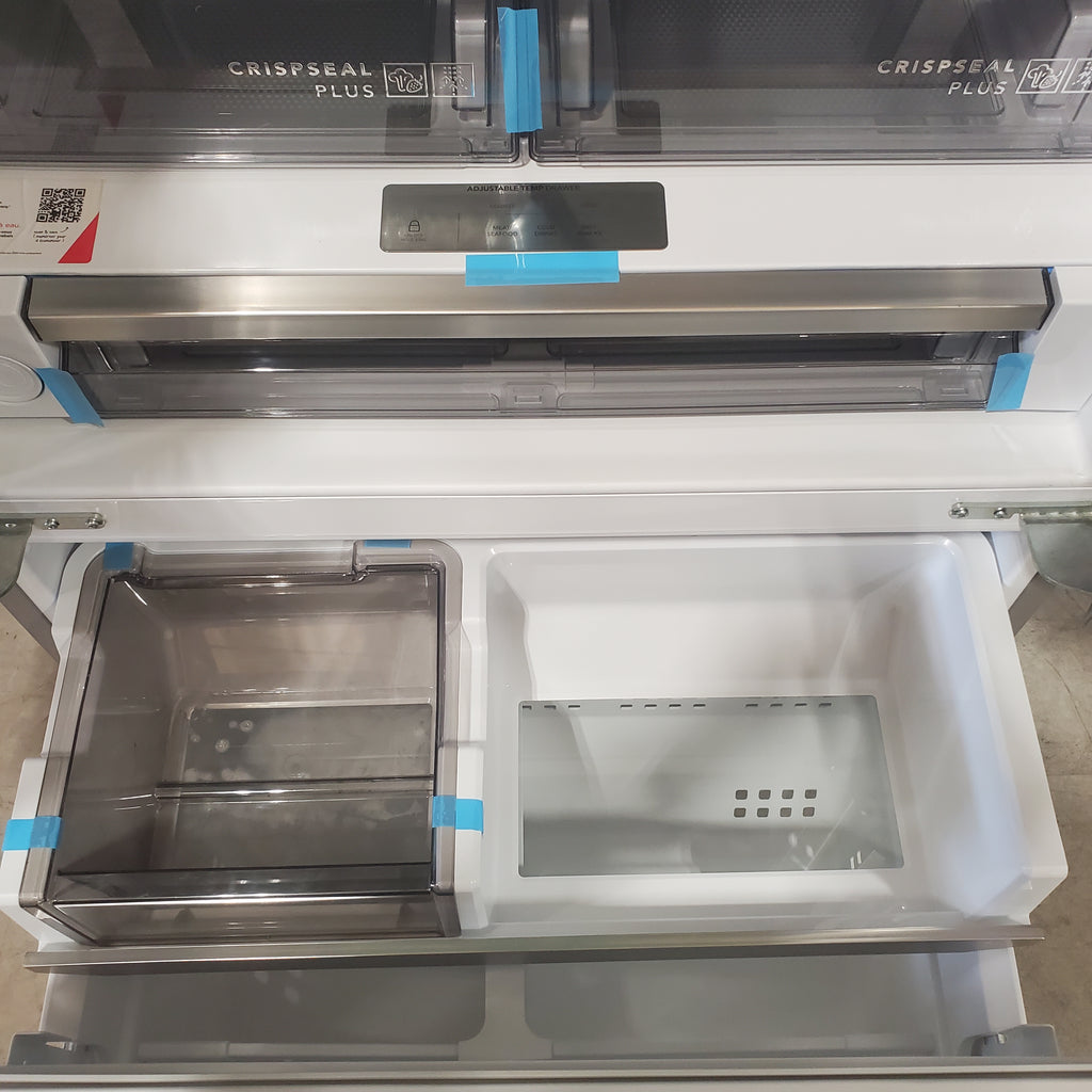 Pictures of Frigidaire Professional Stainless Steel Counter Depth 3 Door French Door 23 Cu. Ft. Refrigerator with Adjustable Temperature Drawer and CrispSeal Plus Crispers PRFG2383AFC - Scratch and Dent (Minor) - Neu Appliance Outlet - Discount Appliance Outlet in Austin, Tx