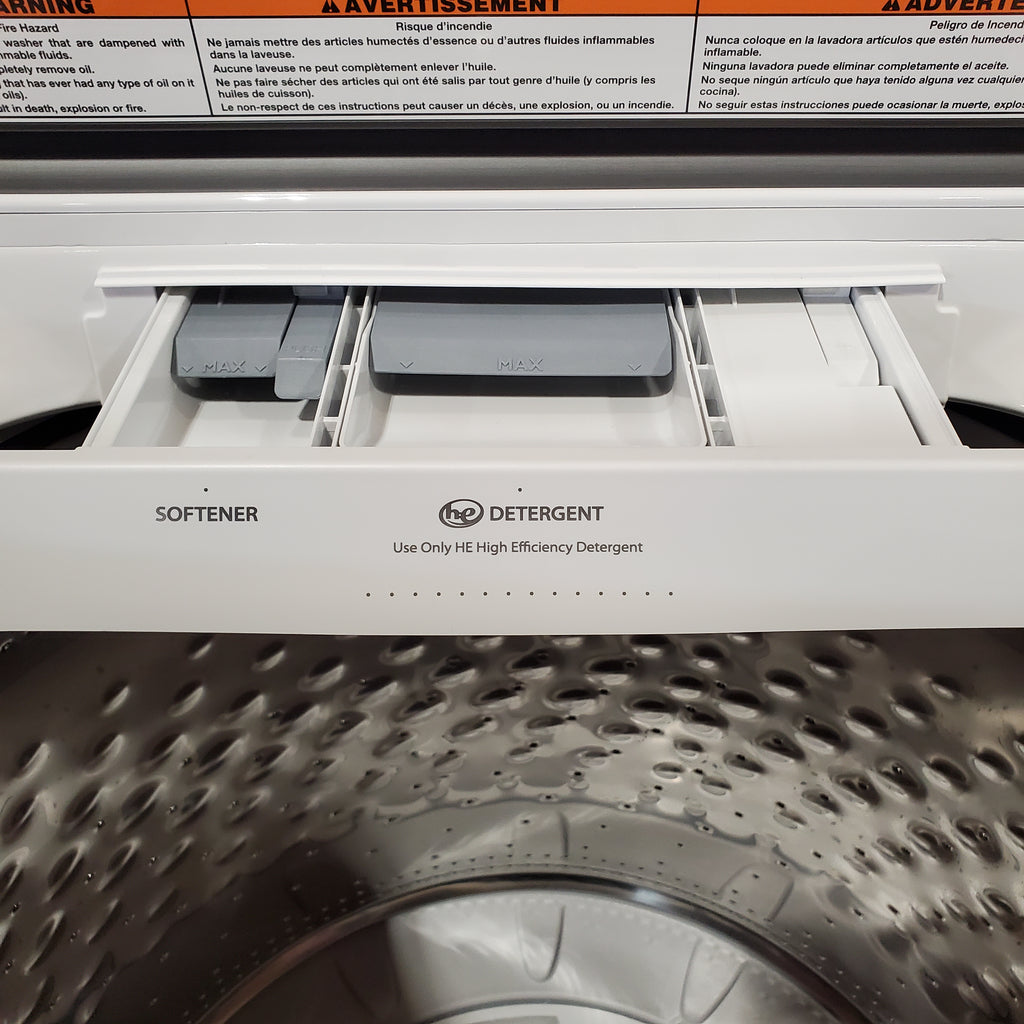 Pictures of Maytag Top Load 4.8 cu ft Washer with Deep Fill and Slow-Close Glass Lid MVW6200KW - Scratch & Dent (Moderate) and Maytag 7.0 cu. ft Top Load Gas Dryer with Moisture Sensing 16199 - MGD6200KW - Scratch and Dent (Moderate) - Neu Appliance Outlet - Discount Appliance Outlet in Austin, Tx