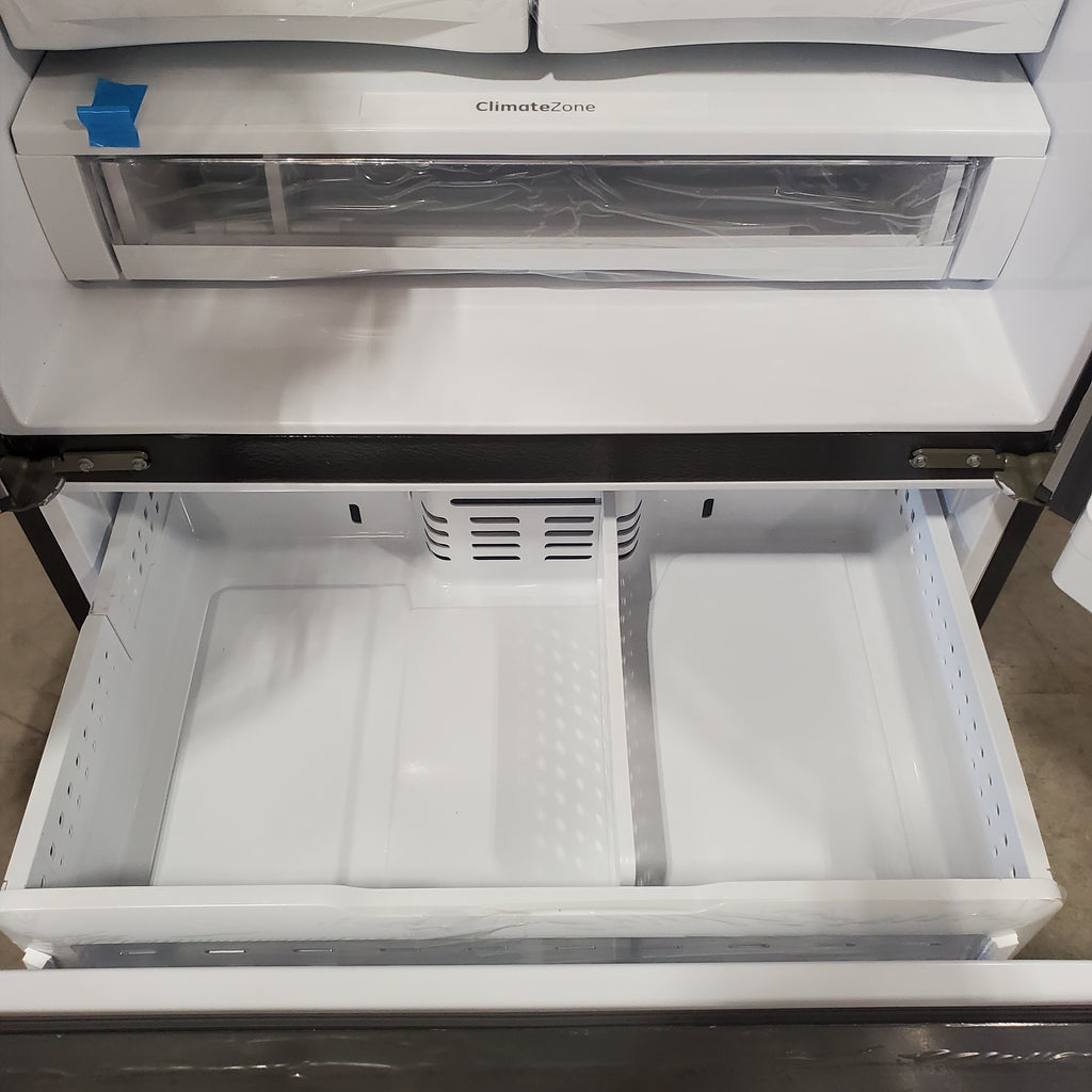 Pictures of GE Energy Star 3 Door French Door 27.7 Cu. Ft. Refrigerator with TwinChill Evaporators in Fingerprint Resistant Stainless Steel GFE28GYNFS - New in Box - Neu Appliance Outlet - Discount Appliance Outlet in Austin, Tx