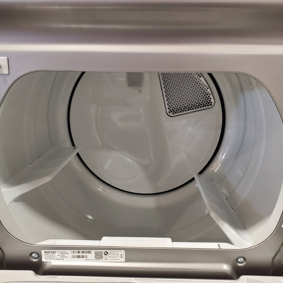 Maytag 7.4 cu. ft. vented Front Load Electric Dryer in Classic Silver with Extra Power 22132SD157 - MED6205RR - Scratch & Dent (Minor)