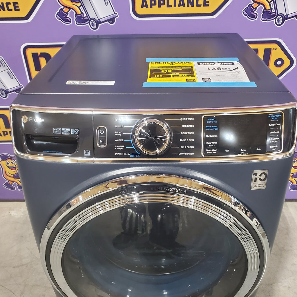 Pictures of GE Profile 5.3 cu. ft. Smart Front Load Washer with Microban Technology PFW870SPVRS - Open Box and GE Profile Smart Front Load Electric 7.8 Cu. Ft. Capacity Dryer with Steam and Sanitize Cycle 16133 - PFD87ESPVRS - New in Box - Neu Appliance Outlet - Discount Appliance Outlet in Austin, Tx