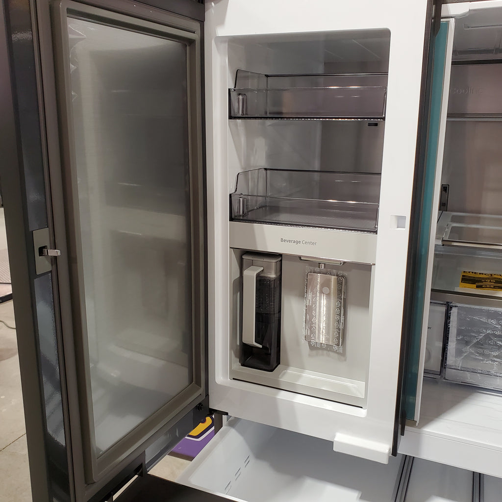 Samsung Bespoke 29 cu ft. 4-Door Standard Depth French Door Smart Refrigerator with Beverage Center Auto Fill Pitcher and Dual Ice Maker with Ice Bites™ in White Glass 25131SD113 - RF29BB86004MAA - Scratch & Dent (Minor)