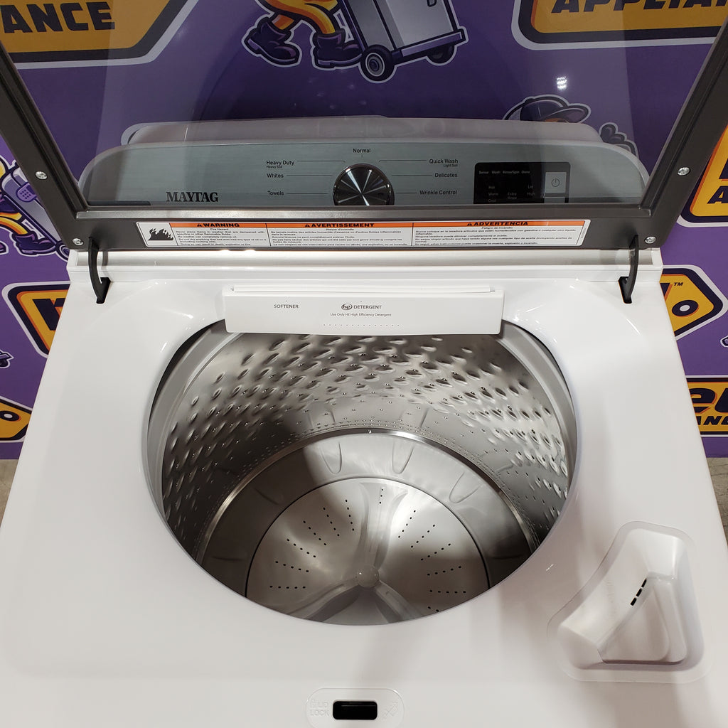 Pictures of Maytag Top Load 4.8 cu ft Washer with Deep Fill and Slow-Close Glass Lid MVW6200KW - Scratch & Dent (Minor) and Maytag 7.0 cu. ft Top Load Gas Dryer with Moisture Sensing 16172 - MGD6200KW - Scratch and Dent (Minor) - Neu Appliance Outlet - Discount Appliance Outlet in Austin, Tx
