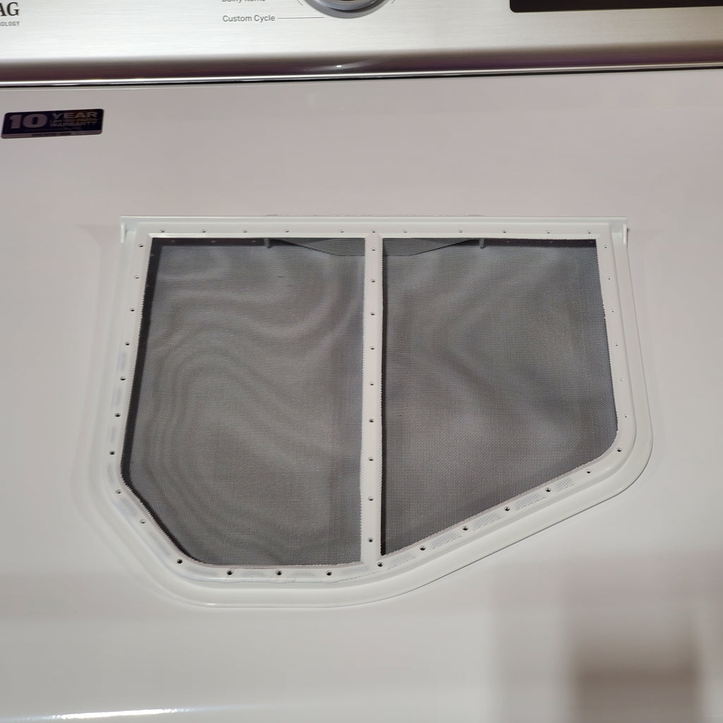 Pictures of Maytag 4.7 cu. ft. Smart Top Load Washing Machine with Extra Power Button and Deep Fill option MVW6230HW - Open Box and Maytag ENERGY STAR Smart Capable 7.4 cu. ft. Electric Steam Dryer with Extra Power Button MED7230HW - Open Box - Neu Appliance Outlet - Discount Appliance Outlet in Austin, Tx