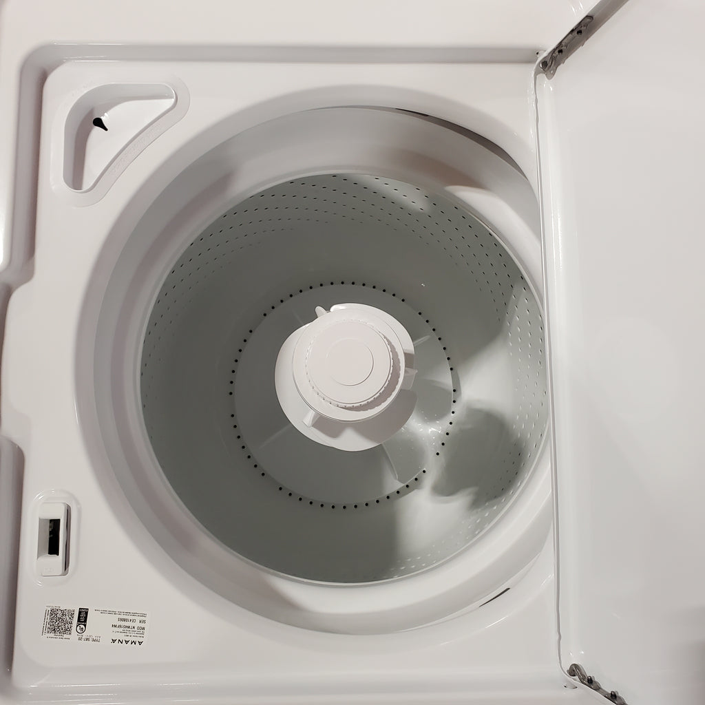 Pictures of Amana Top Load 3.5 Cu. Ft. Washer with Dual Action Agitator, Porcelain Tub, and Late Lid Lock 22136SD363 - NTW4516FW - Open Box - Neu Appliance Outlet - Discount Appliance Outlet in Austin, Tx