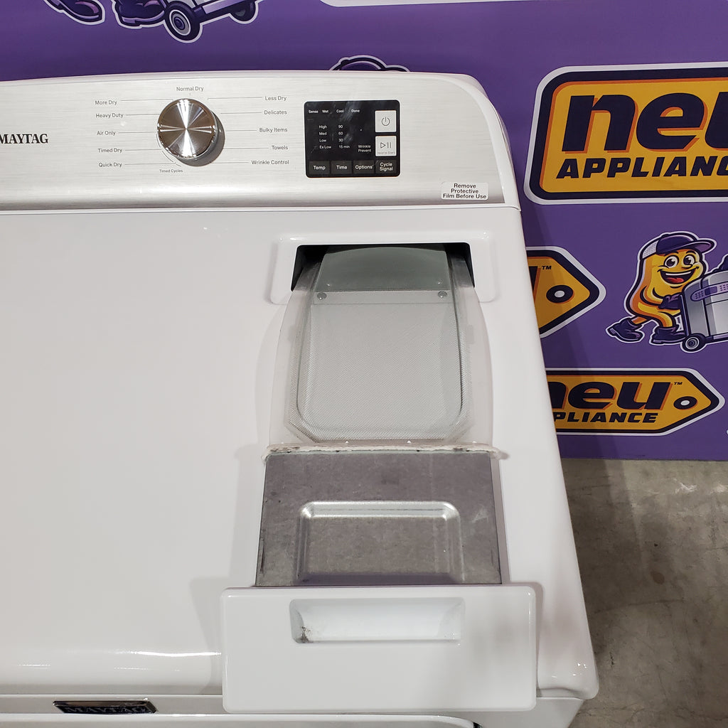 Pictures of Maytag Top Load 4.8 cu ft Washer with Deep Fill and Slow-Close Glass Lid MVW6200KW - Scratch & Dent (Minor) and Maytag 7.0 cu ft Electric Dryer with Moisture Sensing and Quick Dry Cycle 16162 - MED6200KW - Scratch & Dent (Minor) - Neu Appliance Outlet - Discount Appliance Outlet in Austin, Tx