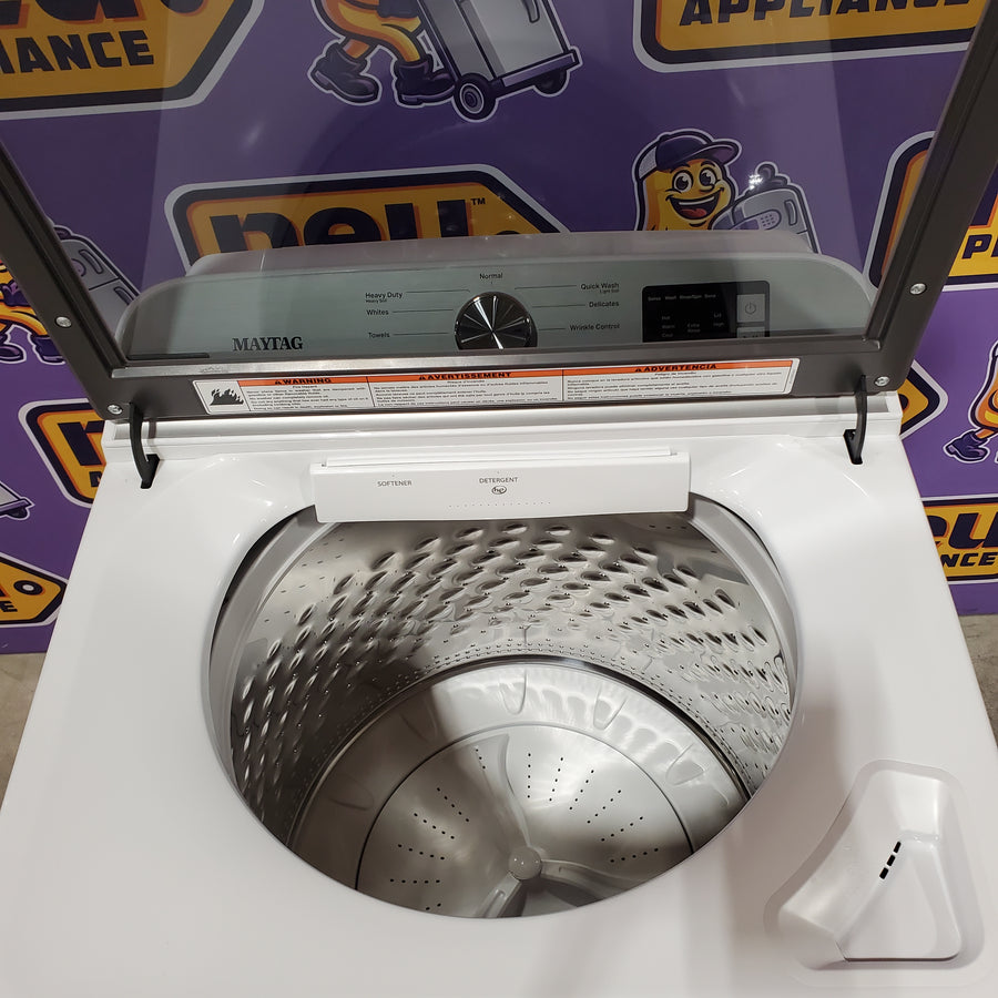 Maytag Top Load 4.8 cu ft Washer with Deep Fill and Slow-Close Glass Lid MVW6200KW - Scratch & Dent (Minor) and Maytag 7.0 cu. ft Top Load Gas Dryer with Moisture Sensing 16171 - MGD6200KW - Scratch and Dent (Minor)