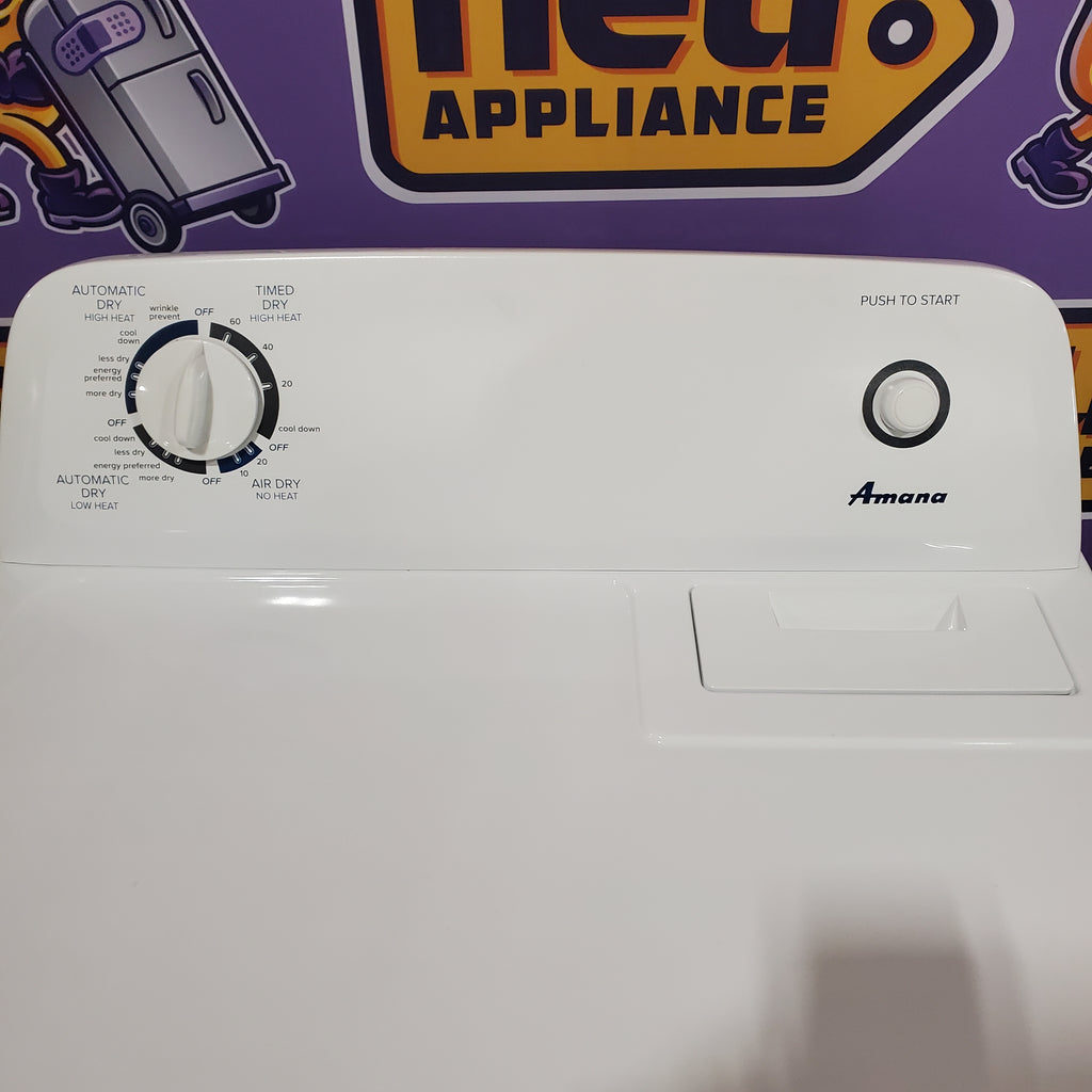 Pictures of Amana 6.5 Cu. Ft. Electric Dryer with Wrinkle Shield Option and Automatic Dryness Control in White 1CR05061 - NED4655EW - Certified Refurbished - Neu Appliance Outlet - Discount Appliance Outlet in Austin, Tx