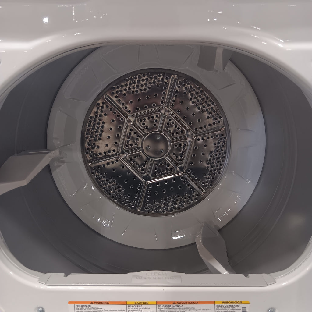 Hotpoint® 4.0 cu. ft. Capacity Washer with Cold Plus and Water Level Control HTW265ASWWW - Open Box and Hotpoint 6.2 cu. ft. Capacity Electric Dryer with Up To 120 ft. Venting and Shallow Depth 16183 - HTX26EASWWW - Scratch & Dent (Moderate)