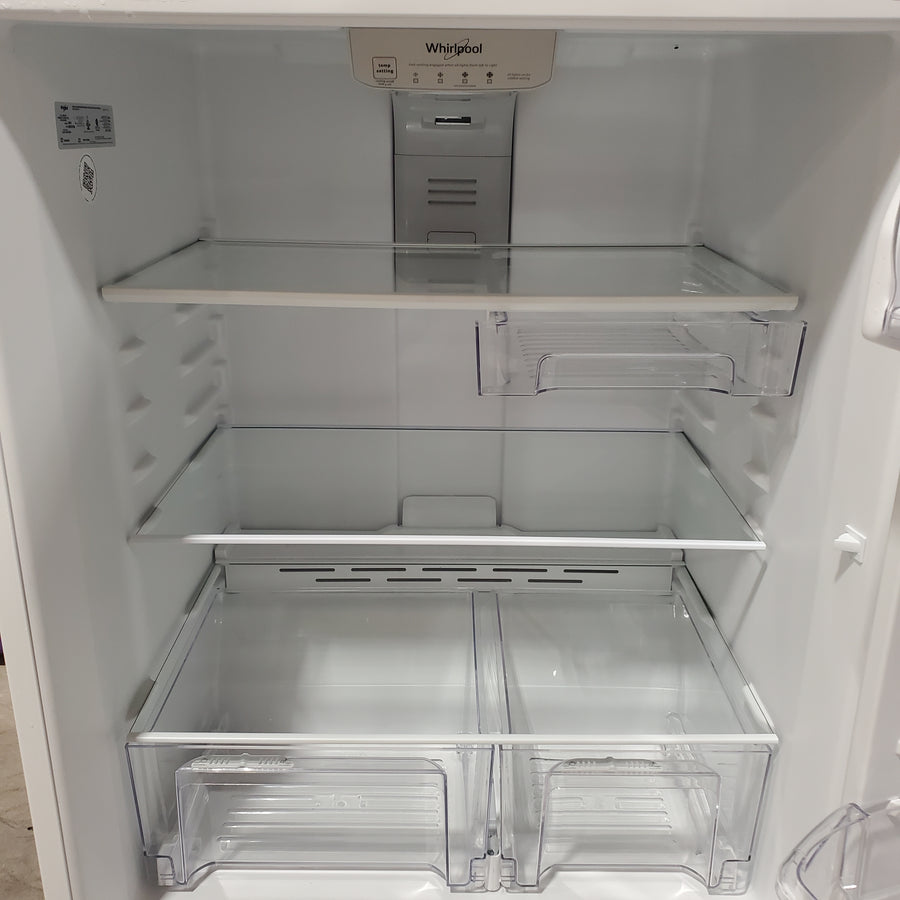 Whirlpool 33" Wide Top Freezer 20.5 cu ft Refrigerator with Ice Maker and Frameless Glass Shelves and Flexi-Slide Bin 22131SD92 - WRT311FZDW - Scratch & Dent (Minor)