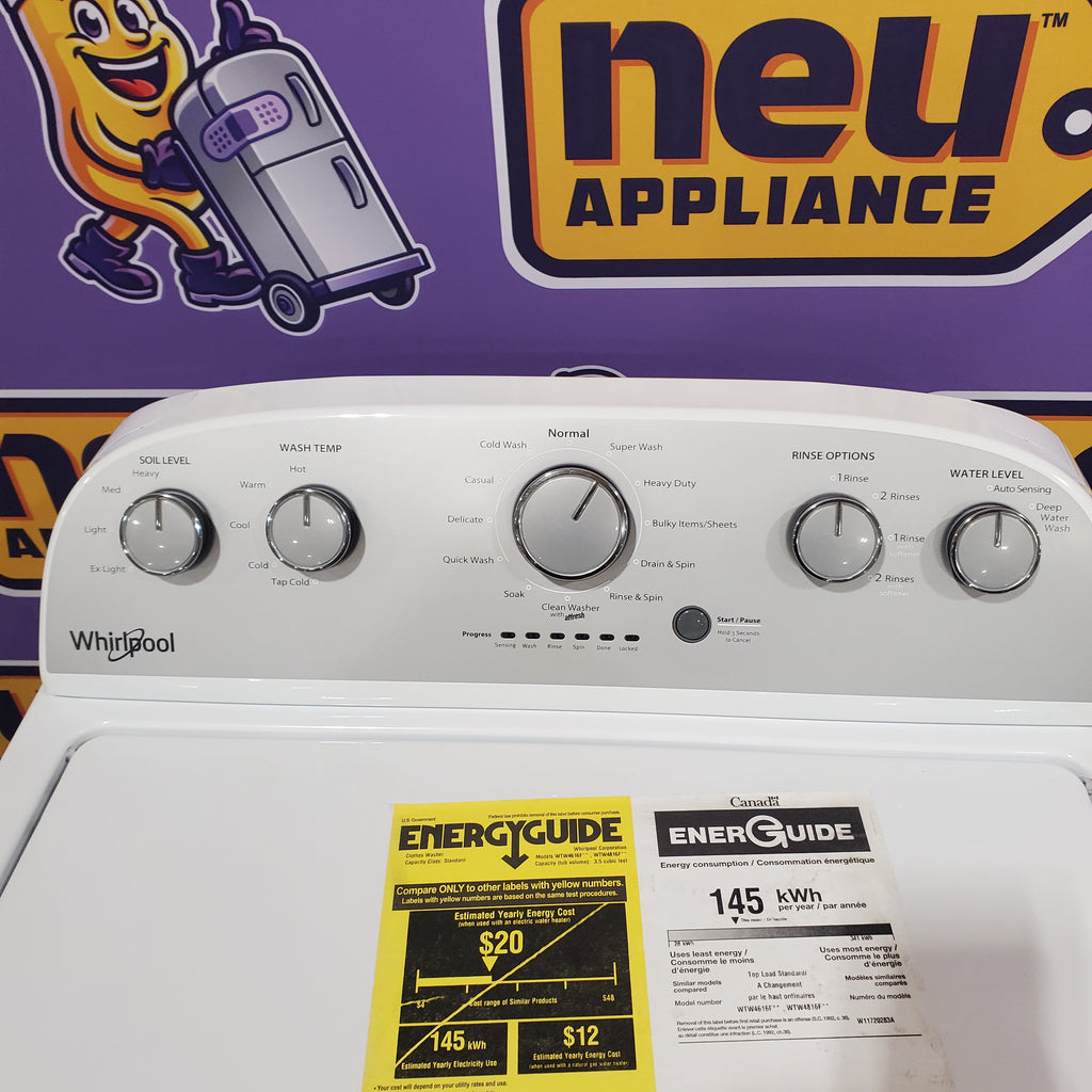 Pictures of Whirlpool Top Load 3.5 Cu. Ft. Washer with Deep Water Wash Option WTW4816FW - Scratch & Dent (Minor) and Whirlpool Vented 7.0 Cu. Ft. Electric Dryer 16130 - WED4815EW - Scratch & Dent (Minor) - Neu Appliance Outlet - Discount Appliance Outlet in Austin, Tx