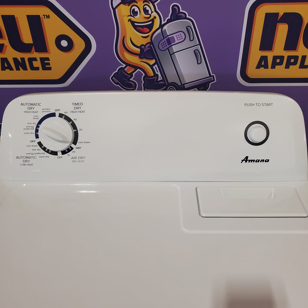 Amana 3.8 Cu. Ft. Top Load Washer with High Efficiency Agitator NTW4519JW - Scratch & Dent (Minor) and Amana 6.5 Cu. Ft. Electric Dryer with Wrinkle Prevent Option 16053 - NED4655EW - Open Box