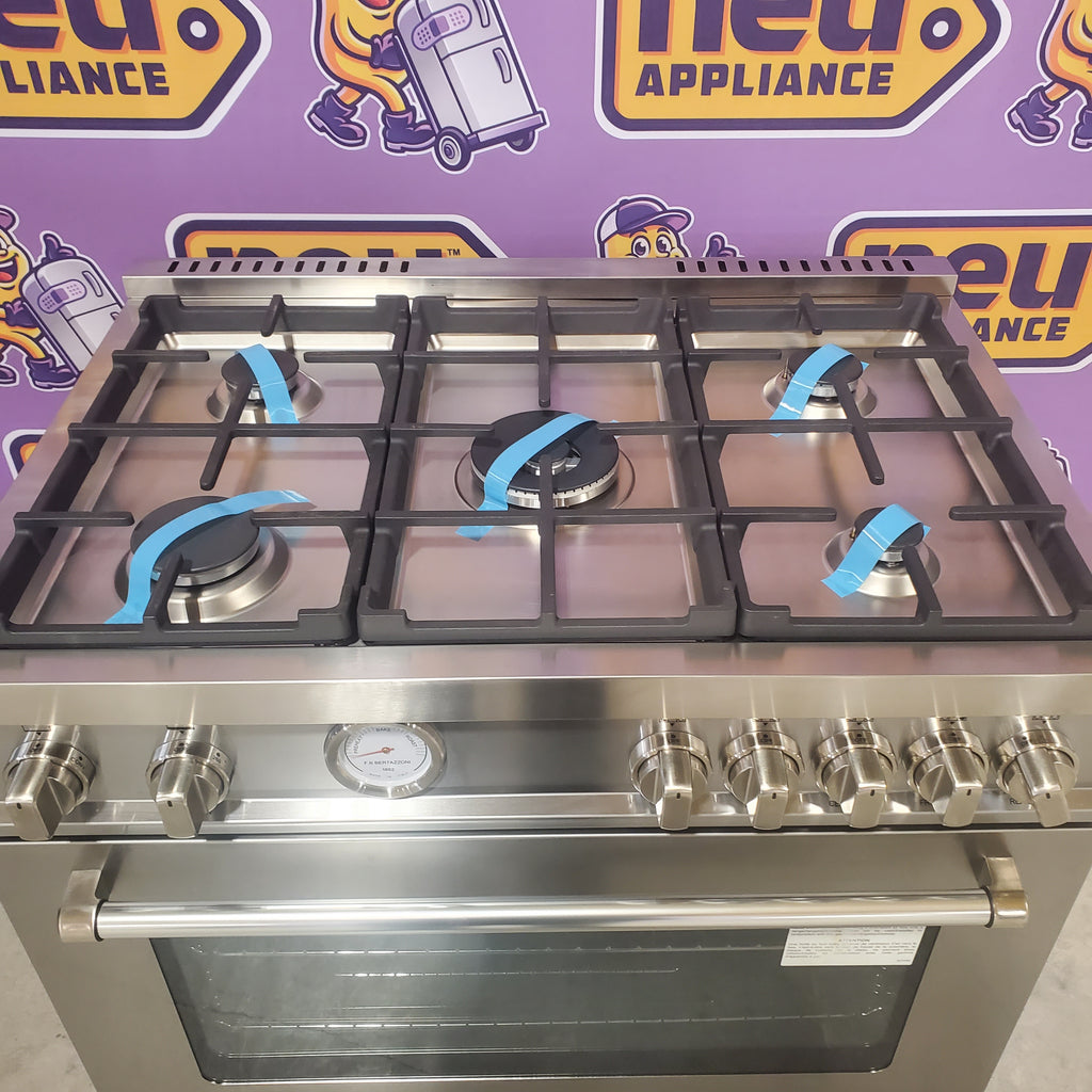 Pictures of Bertazzoni Professional Series 36 in. wide 5.9 cu. ft. Convection Gas Oven with 5 19,000 BTU Power Gas Burners MAST365GASXE - Open Box - Neu Appliance Outlet - Discount Appliance Outlet in Austin, Tx