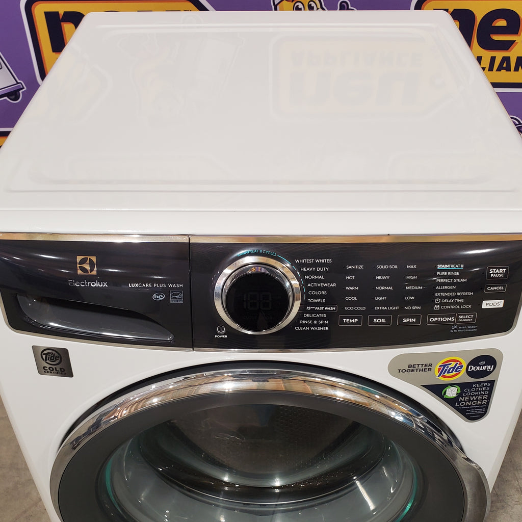 Pictures of Electrolux 4.5 cu. ft. Stackable Front Load Washer in White with LuxCare Plus Wash System, Pure Rinse and 15-minute Fast Wash ELFW7537AW - Open Box and 8-cu ft Stackable Steam Cycle Electric Dryer in White ELFE7637AW - Open Box - Neu Appliance Outlet - Discount Appliance Outlet in Austin, Tx
