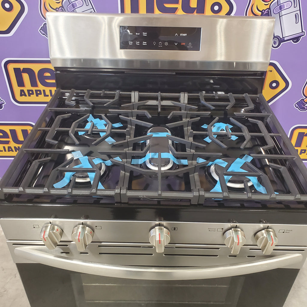 Pictures of Frigidaire 30" EasyCare™ Stainless Steel Finish 5 Burner Gas Range with Quick Boil and Even Baking Technology FCRG306LAF - Scratch & Dent (Minor) - Neu Appliance Outlet - Discount Appliance Outlet in Austin, Tx