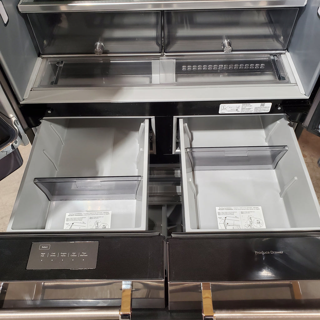 Pictures of KitchenAid Standard-Depth 25.8-cu ft 5-Door with Ice Maker in Black Stainless Steel with PRINTSHIELD Finish 31134SD225 - KRMF706EBS - Scratch & Dent (Minor) - Neu Appliance Outlet - Discount Appliance Outlet in Austin, Tx