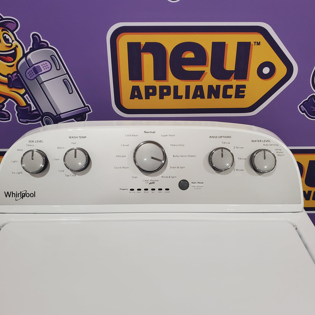 Pictures of Whirlpool Top Load 3.5 Cu. Ft. Washer with Deep Water Wash Option WTW4816FW - Open Box and Whirlpool Vented 7.0 Cu. Ft. Electric Dryer 16110 - WED4815EW - Open Box - Neu Appliance Outlet - Discount Appliance Outlet in Austin, Tx