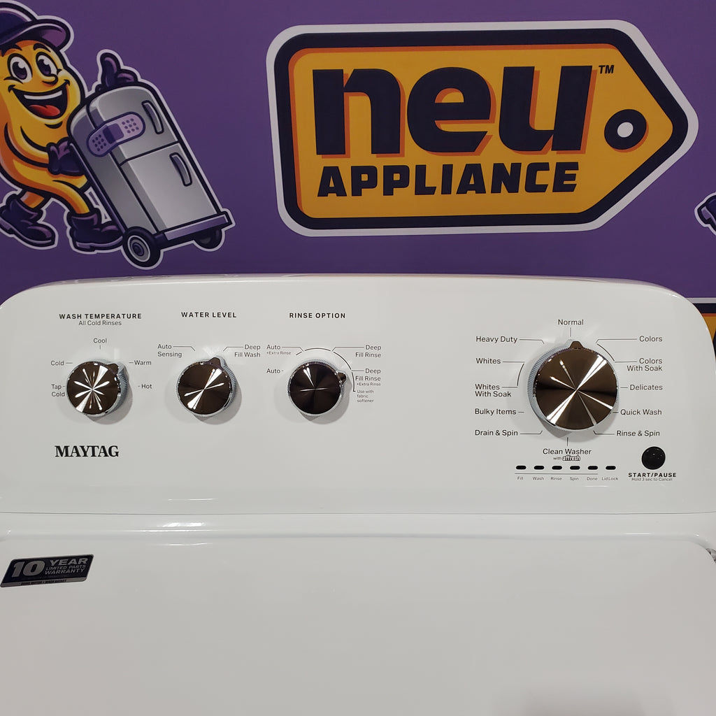 Pictures of Maytag Top Load 3.8 cu. ft. Washer with Deep Fill and Quick Wash Cycle MVW4005SW - Open Box and Maytag Top Load Electric Wrinkle Prevent 7.0 cu. ft. Dryer with Auto Dry 16128 - MED4005SW - Open Box - Neu Appliance Outlet - Discount Appliance Outlet in Austin, Tx