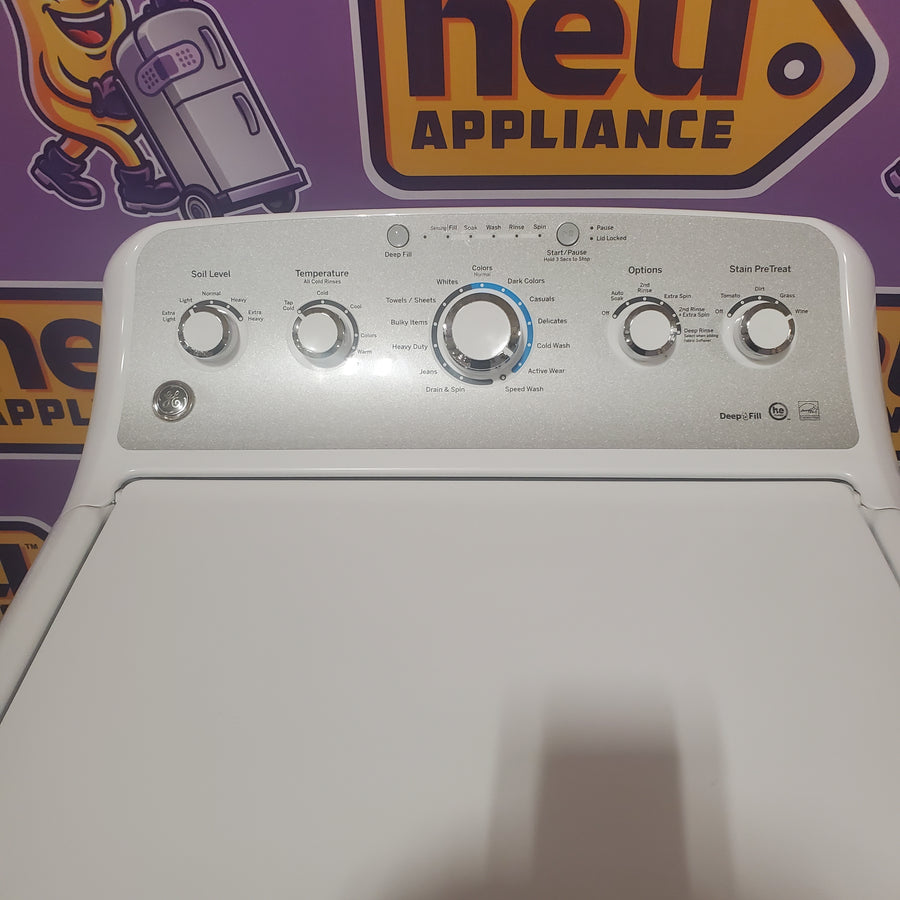GE High Efficiency Agitator Medium 4.2-cu ft Top-Load Washer in White GTW485ASJWS - Certified Refurbished and GE White Electric 7.2 Cu. Ft. Dryer with Aluminized Alloy Drum 16291 - GTD45EASJWS - Certified Refurbished