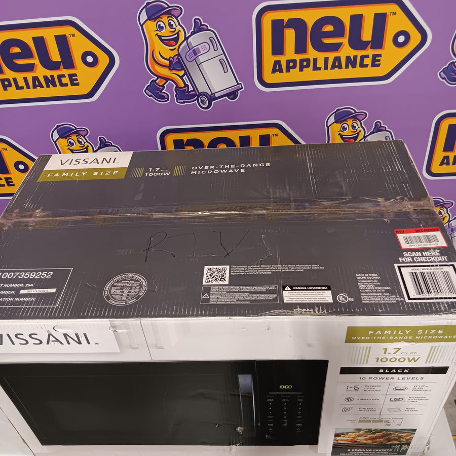 Vissani 1.7 cu. ft. 1000-Watt Over the Range Microwave in Black 25132SD333 - HV0170B - Open Box