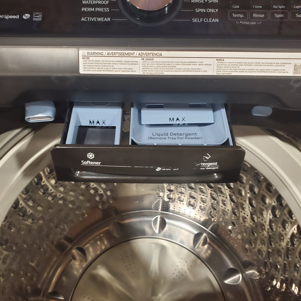 Pictures of Samsung 5.0 cu. ft. Energy Star Top Load Washer with Active Water Jet in Black Stainless Steel 1CR03192 - WA50R5400AV - Certified Refurbished - Neu Appliance Outlet - Discount Appliance Outlet in Austin, Tx