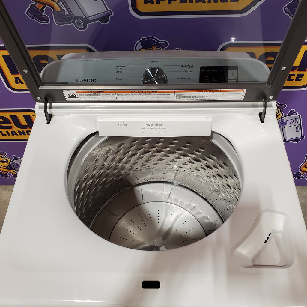 Pictures of Maytag Top Load 4.8 cu ft Washer with Deep Fill and Slow-Close Glass Lid MVW6200KW - Scratch & Dent (Minor) and Maytag 7.0 cu ft Electric Dryer with Moisture Sensing and Quick Dry Cycle 16161 - MED6200KW - Scratch & Dent (Minor) - Neu Appliance Outlet - Discount Appliance Outlet in Austin, Tx