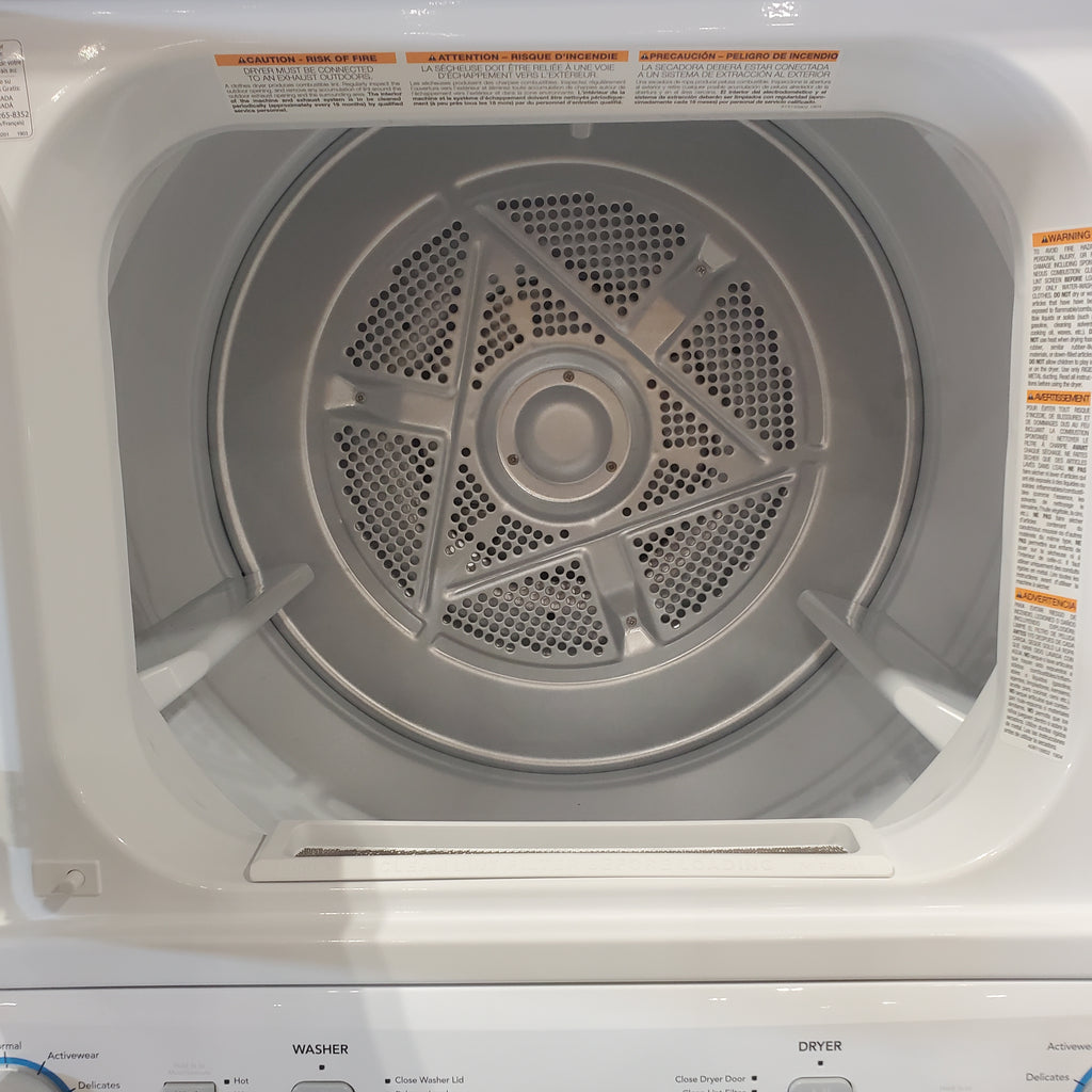 Frigidaire Electric Long Vent Stacked Laundry Center - 3.9 Cu. Ft Washer and 5.5 Cu. Ft. Dryer 4SD480 - FLCE7523AW - Scratch & Dent (Minor)