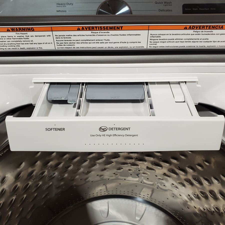 Maytag Top Load 4.8 cu ft Washer with Deep Fill and Slow-Close Glass Lid MVW6200KW - Scratch & Dent (Moderate) and Maytag 7.0 cu ft Electric Dryer with Moisture Sensing and Quick Dry Cycle T8712 - MED6200KW - Scratch & Dent (Moderate)