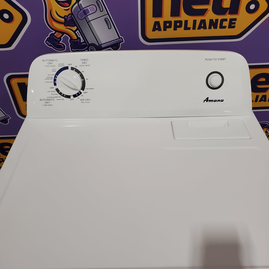 Amana 6.5 Cu. Ft. Electric Dryer with Wrinkle Shield Option and Automatic Dryness Control in White 3SD637 - NED4655EW - Scratch and Dent (Minor)