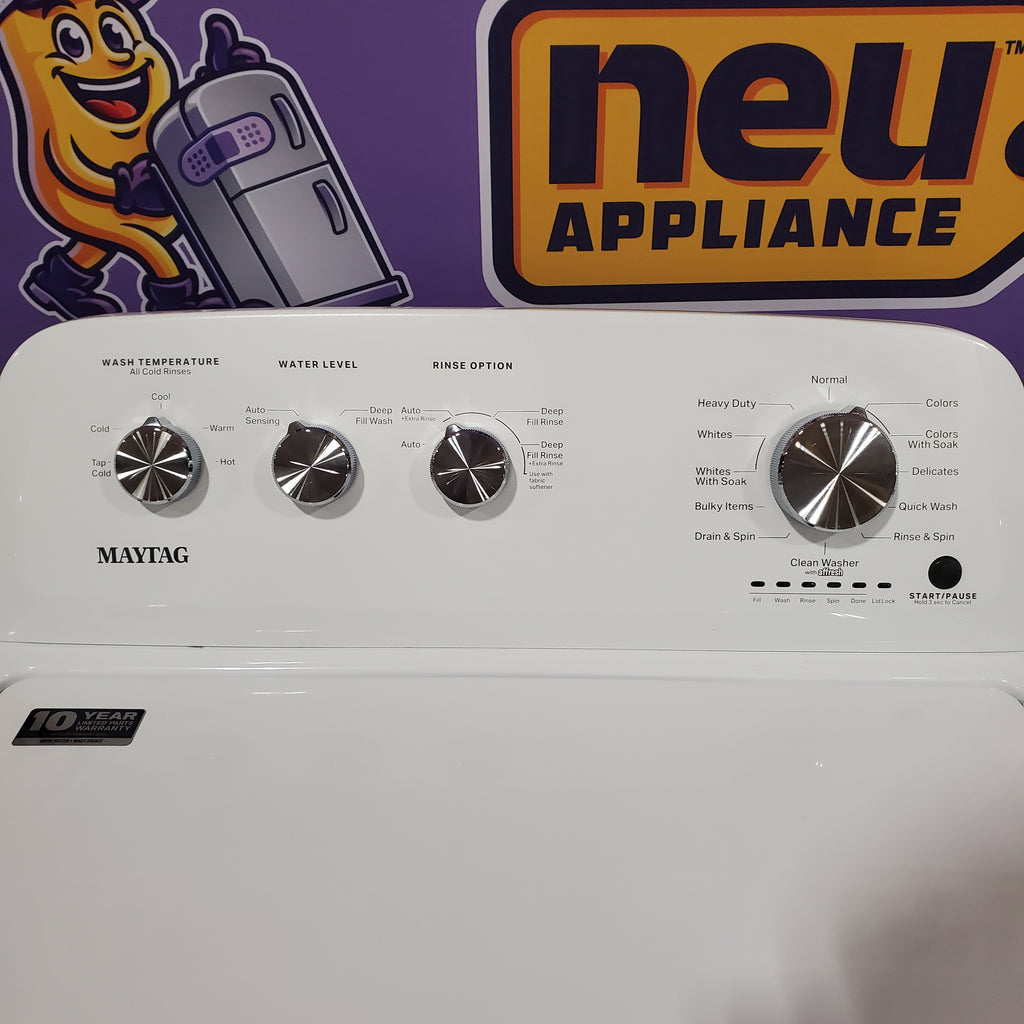 Pictures of Maytag Top Load 3.8 cu. ft. Washer with Deep Fill and Quick Wash Cycle MVW4005SW and Maytag Top Load Electric Wrinkle Prevent 7.0 cu. ft. Dryer with Auto Dry 16077 MED4005SW - Open Box - Neu Appliance Outlet - Discount Appliance Outlet in Austin, Tx