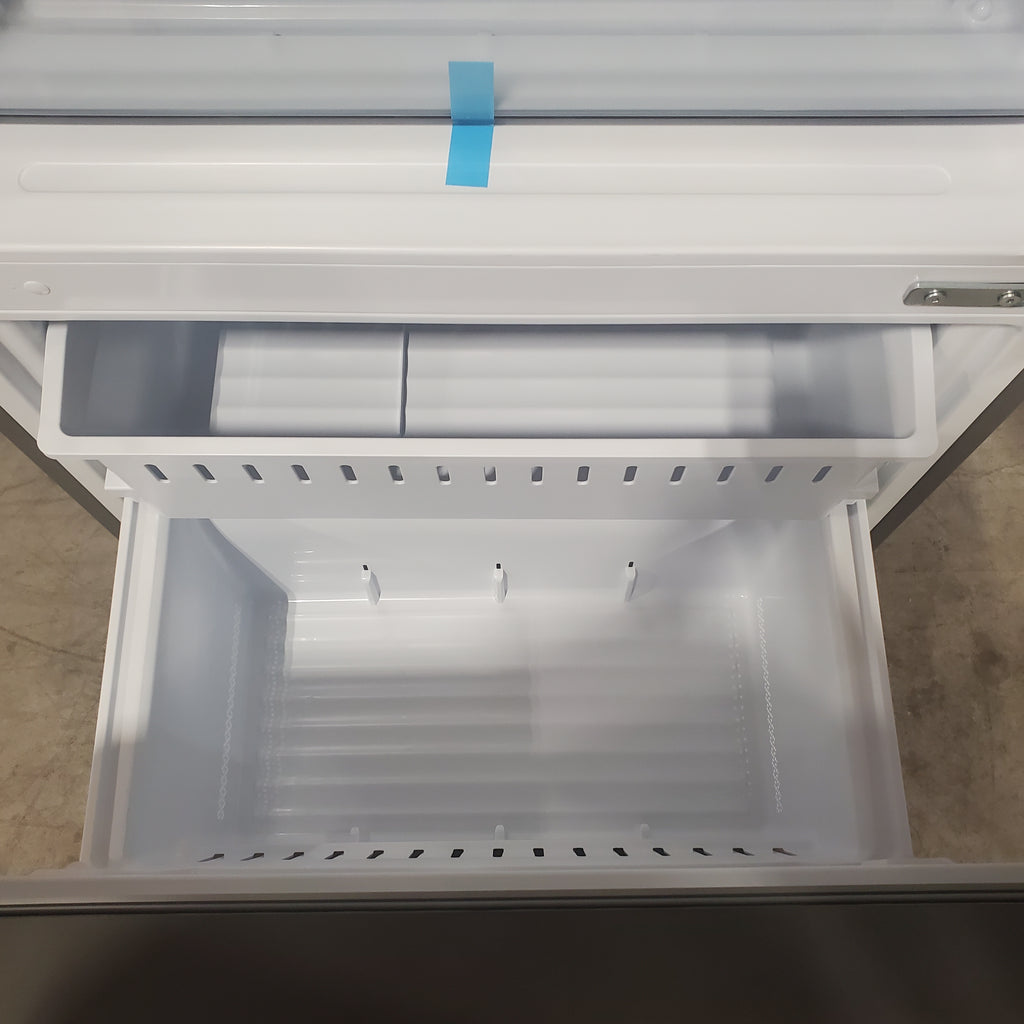 Hisense Counter Depth Bottom Freezer 17.2 Cu. Ft. Refrigerator with LED Lighting and Super Cool and Super Freeze in Fingerprint Stainless Steel 5SD199 - HRB171N6ASE - Scratch and Dent (Minor)