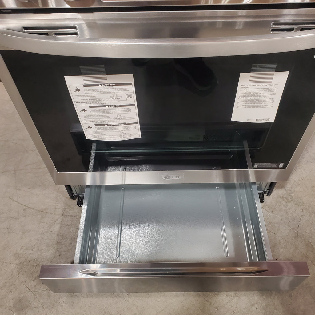 Pictures of LG 6.3 cu ft. Smart wi-fi Enabled ProBake Convection® InstaView® Gas Slide-In Range with Air Fry in Print Proof Stainless Steel 21SD021 - LSGL6335F - Open Box - Neu Appliance Outlet - Discount Appliance Outlet in Austin, Tx