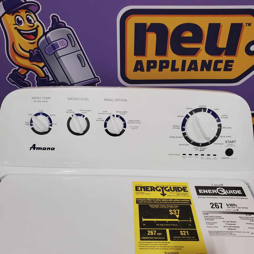 Amana Top Load 3.8 Cu. Ft. Washer with High Efficiency Agitator in White 22SD039 - NTW4519JW - Open Box