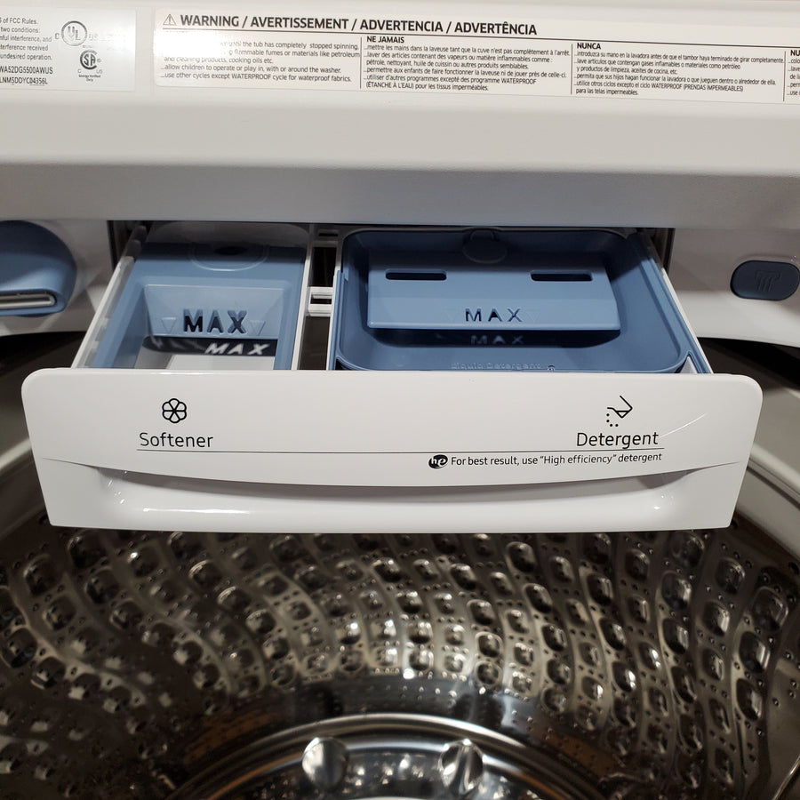 Samsung 5.2 cu. ft. Large Capacity Smart Top Load Washer with Super Speed Wash in White 22132SD117 - WA52DG5500AW - Scratch & Dent (Minor)
