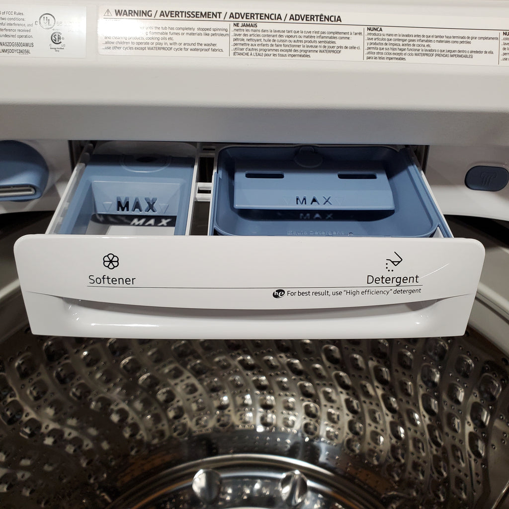 Pictures of Samsung 5.2 cu. ft. Large Capacity Smart Top Load Washer with Super Speed Wash in White 22132SD117 - WA52DG5500AW - Scratch & Dent (Minor) - Neu Appliance Outlet - Discount Appliance Outlet in Austin, Tx