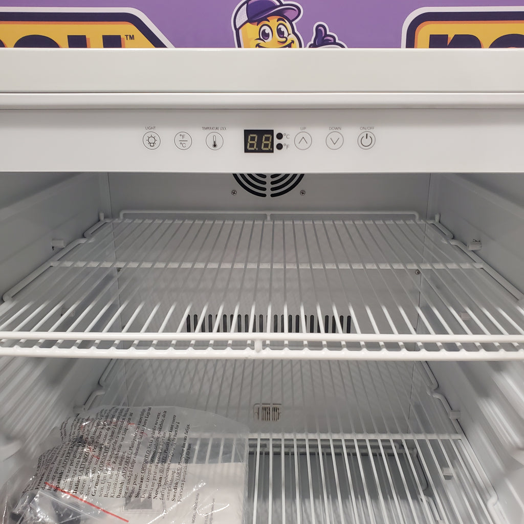 Hooure 23.42 in. Freestanding 200 Cans Beverage Cooler with Glass Door  in White SA113 - FM24WS - Open Box