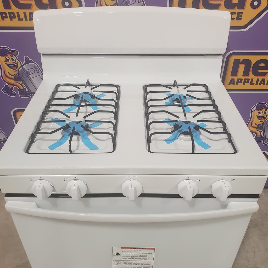 Pictures of Amana White Gas 30 Inch Range with Easy Clean Glass Door and Temp Assure Cooking System AGR4203MNW - Scratch and Dent (Minor) - Neu Appliance Outlet - Discount Appliance Outlet in Austin, Tx