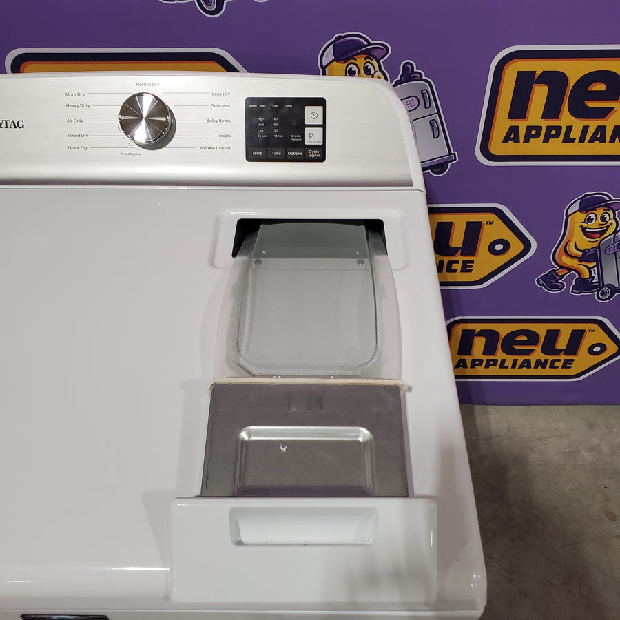 Maytag Top Load 4.8 cu ft Washer with Deep Fill and Slow-Close Glass Lid MVW6200KW - Open Box and Maytag 7.0 cu ft Electric Dryer with Moisture Sensing and Quick Dry Cycle 16220 - MED6200KW - Scratch & Dent (Minor)