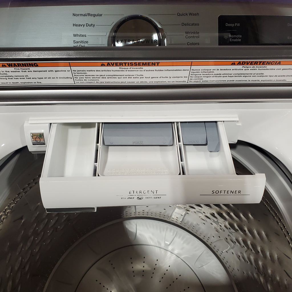Maytag 5.3 cu. ft. Smart Top Load Washer with Extra Power MVW7232HW3 - Certified Refurbished and Maytag Smart 7.4 cu. ft. Electric Dryer with Extra Power and Advanced Moisture Sensing 16074 - MED6230HW - Scratch & Dent (Minor)